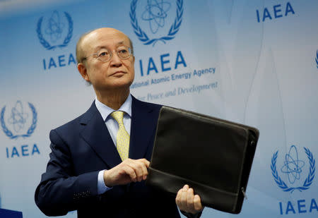 International Atomic Energy Agency (IAEA) Director General Yukiya Amano addresses a news conference during a board of governors meeting at the IAEA headquarters in Vienna, Austria March 4, 2019. REUTERS/Leonhard Foeger