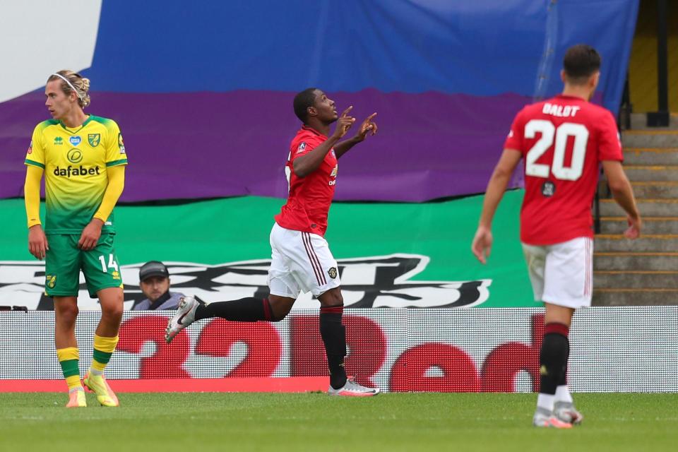 The Red Devils looked on course for the last four after Odion Ighalo's goal, only for Todd Cantwell to equalise and force extra-time (Getty Images)