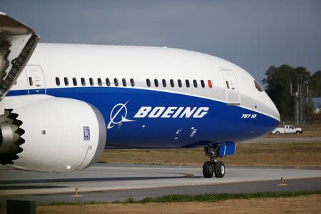 FILE PHOTO - The new Boeing 787-10 Dreamliner taxis on the runway during it's first flight at the Charleston International Airport in North Charleston, South Carolina, United States March 31, 2017. REUTERS/Randall Hill/File Photo