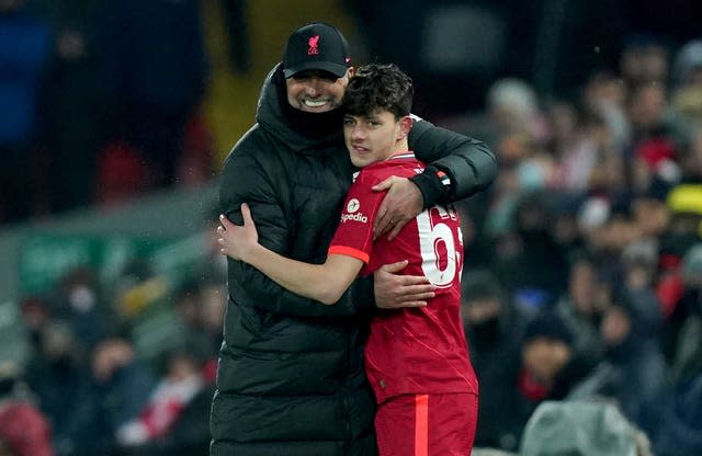 Liverpool manager Jurgen Klopp and Owen Beck 