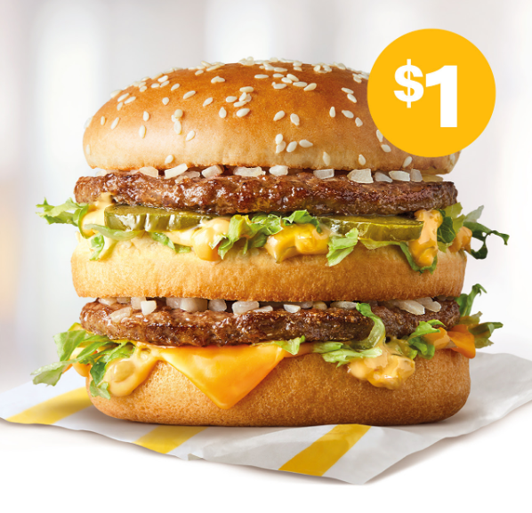 McDonald's big mac $1 through the mymaccas app