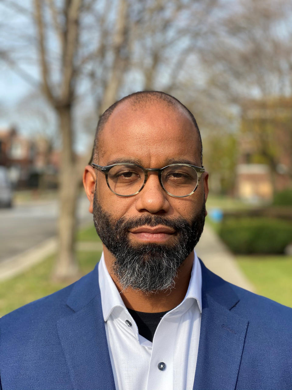 Author Reuben Jonathan Miller in front of his home on Chicago’s South Shore.<span class="copyright">Courtesy Reuben Miller</span>