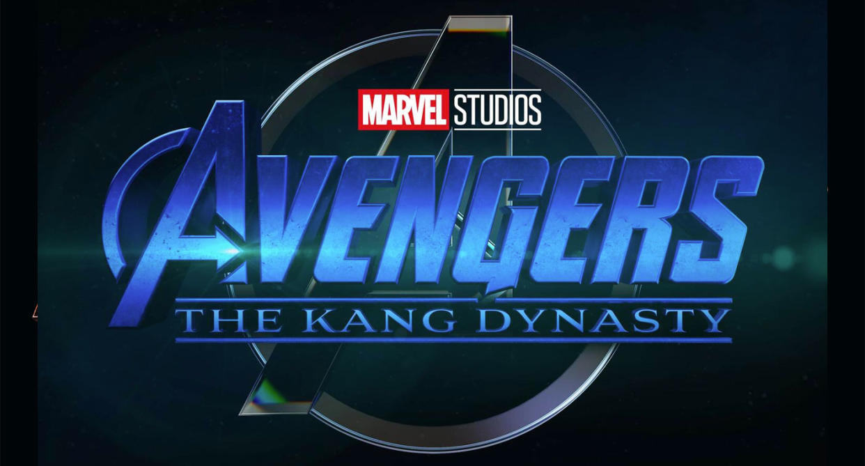 Title treatment for Avengers: The Kang Dynasty. (Marvel Studios)