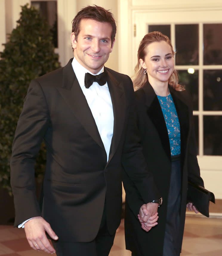 Feel free to zoom in. Bradley Cooper, with Suki Waterhouse, at the White House in 2014. (Photo: Getty Images)