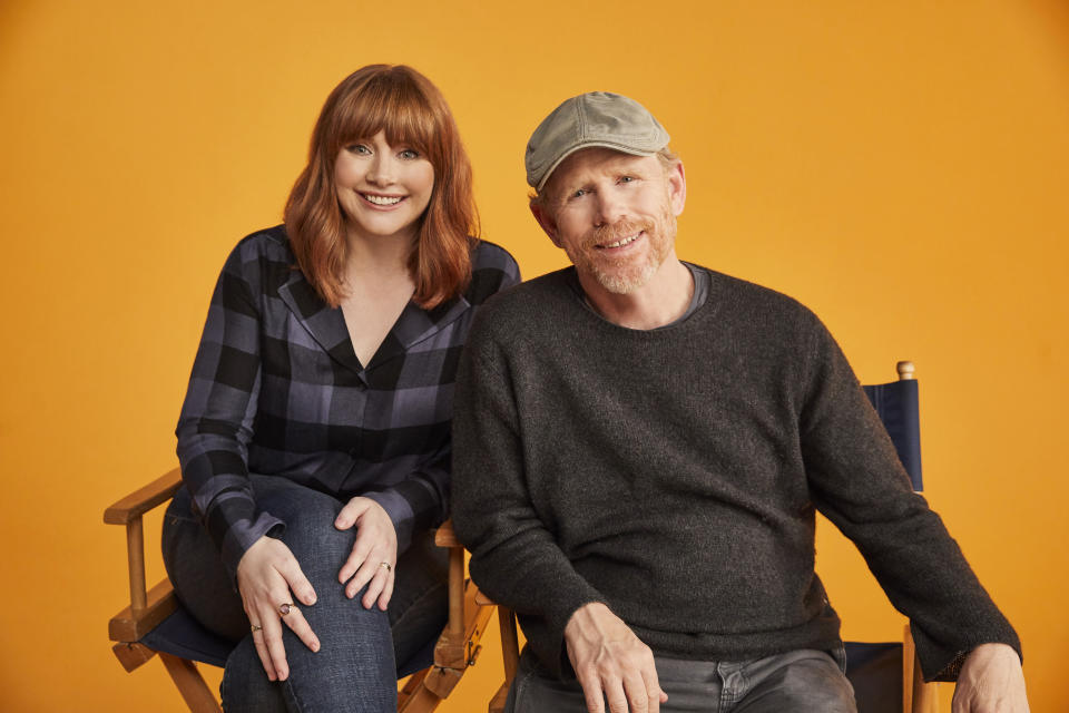 Bryce Dallas Howard and Ron Howard on the set of 'Dads' (Photo: Apple TV+)