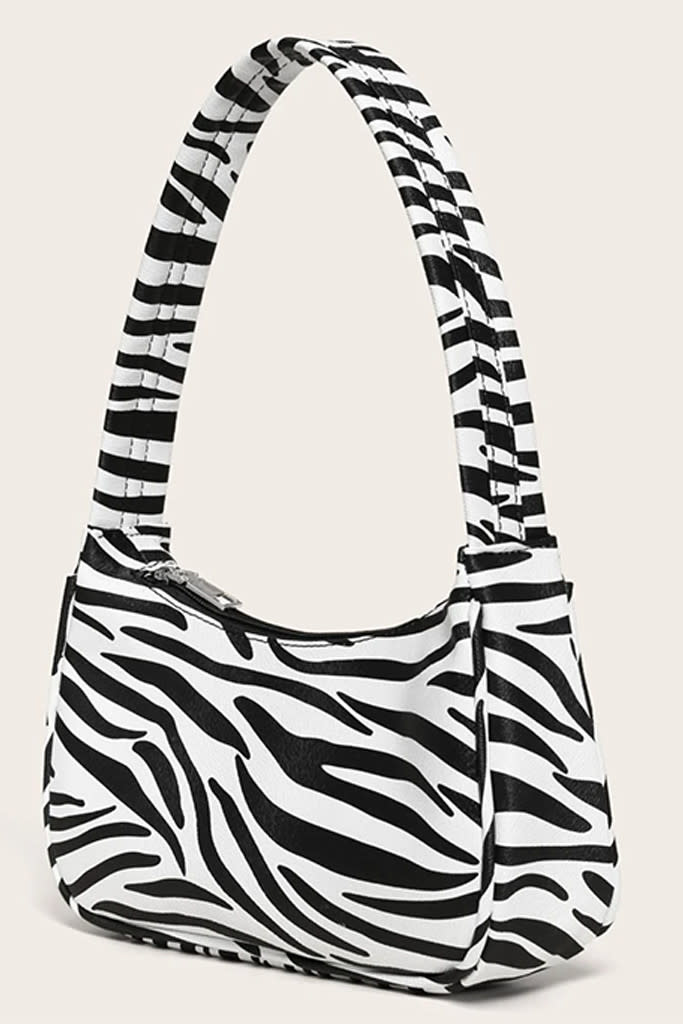 zebra bag, baguette bag, clutch 