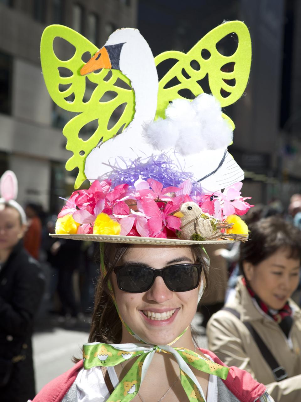 Kate Rose poses for a portrait as she takes part in the annual Easter Bonnet Parade in New York