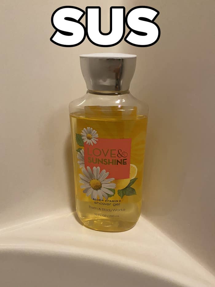 A nice and sweet-smelling shower gel labeled in the photo as "sus"