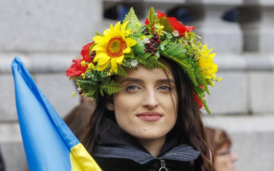 Protesters gathered in Trafalgar Square to demonstrate against the war in Ukraine - Mark Thomas/Shutterstock