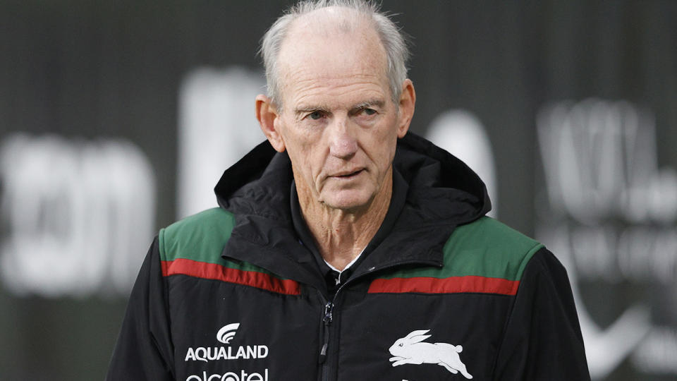 Wayne Bennett, pictured here before a South Sydney game in the NRL.