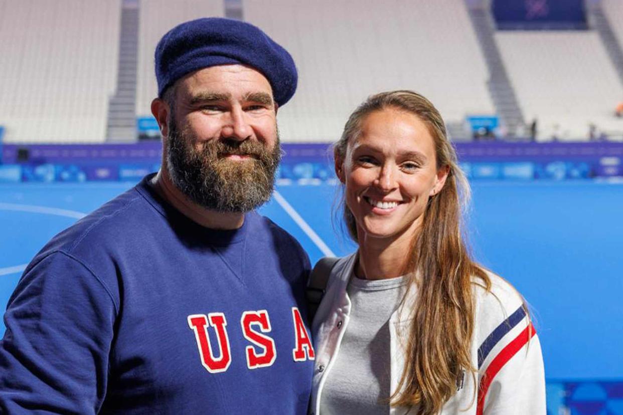 <p>USA Field Hockey</p> Jason and Kylie Kelce at the Olympics