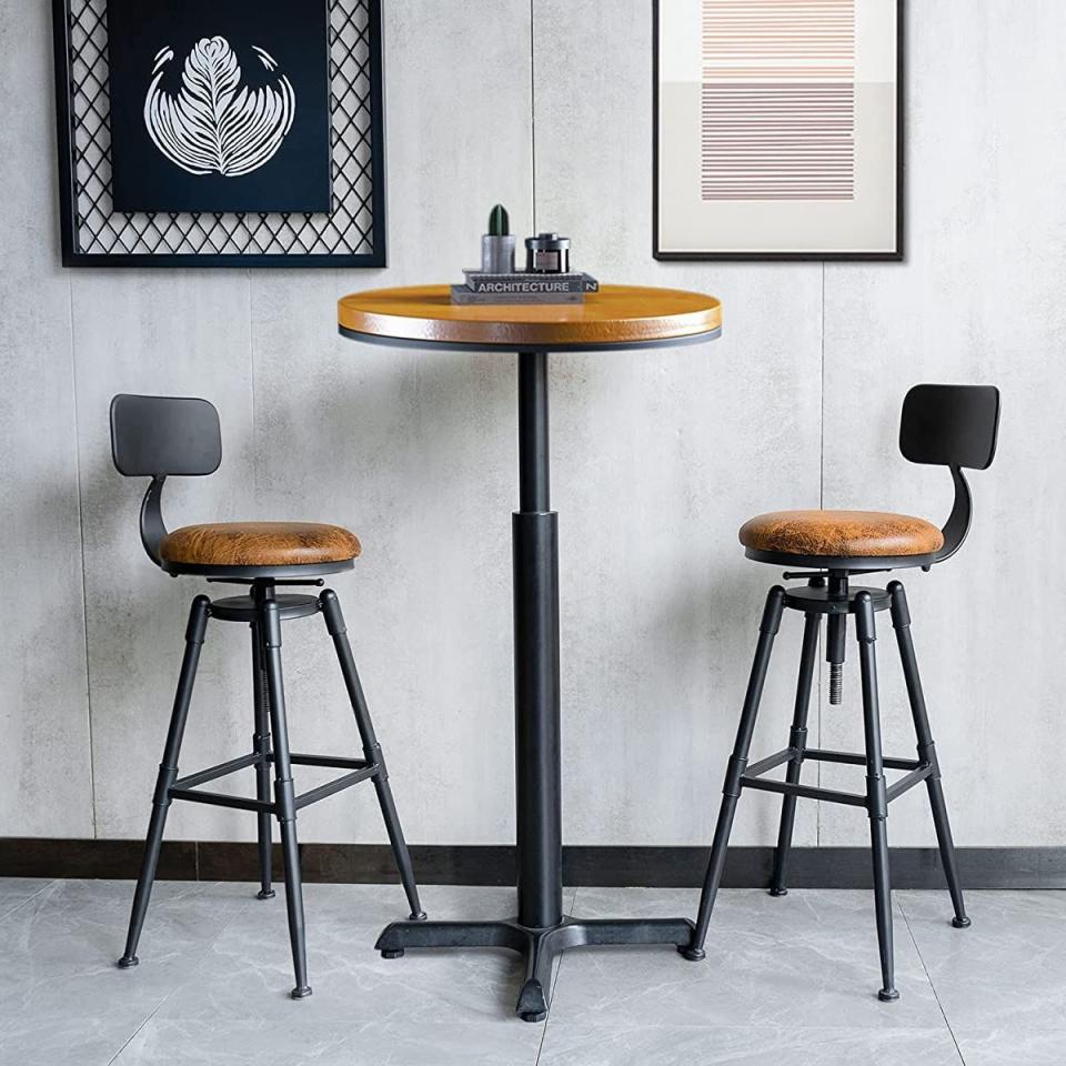 MSMV Vintage Industrial Bar Stools, Set of 2