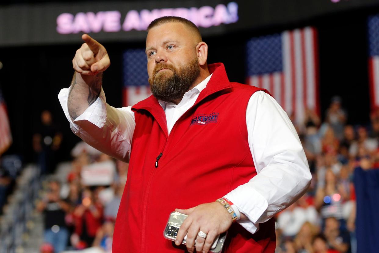 J.R. Majewski pointing at a rally