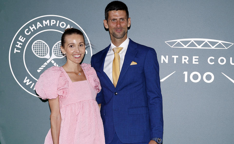 Novak Djokovic, pictured here with wife Jelena at Wimbledon in 2022.