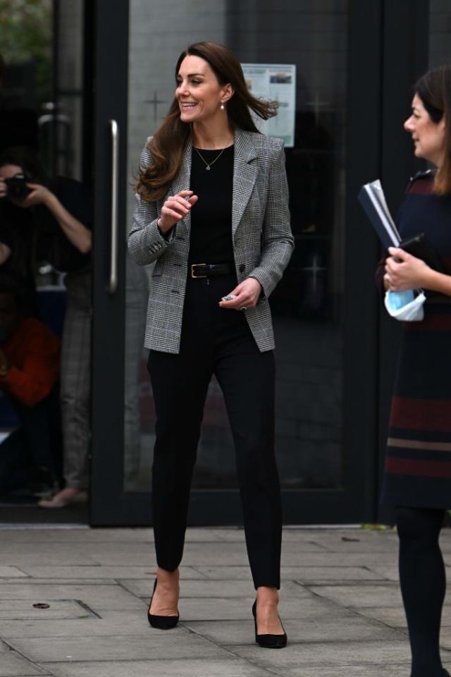 Kate Middleton Suits Up in Plaid Blazer and Walkable Heels for