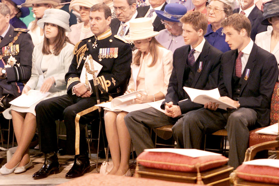 2002: Princesses Beatrice and Eugenie at the Service of Thanksgiving