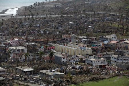 Houses destroyed by Hurricane Matthew in Coteaux, Haiti, October 10, 2016. REUTERS/Andres Martinez Casares