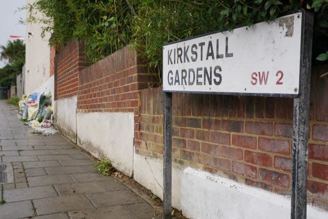 Flowers at the scene in south London where Chris Kaba was shot 