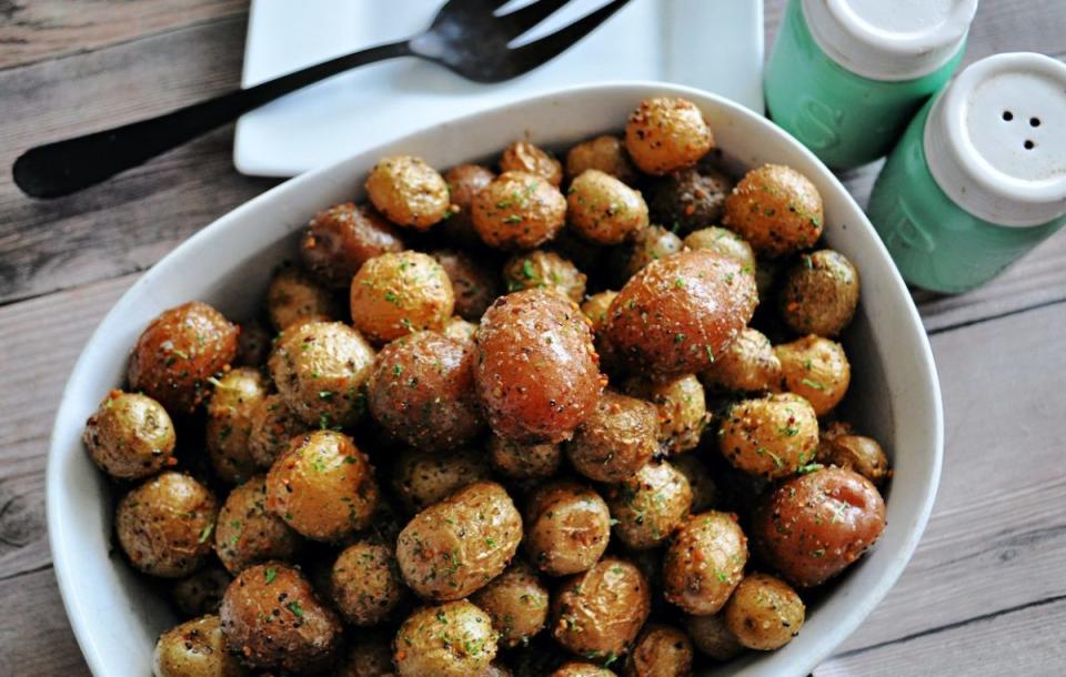 <p>Krista Marshall</p><p>These Montreal-seasoned roasted baby potatoes will taste great with whatever you’re grilling this spring, from <a href="/842642/kristamarshall/homemade-steak-sauce/" data-ylk="slk:steaks;elm:context_link;itc:0;sec:content-canvas" class="link ">steaks</a> to chops or chicken.</p><p><strong>Get the Recipe: </strong><a href="https://parade.com/1184727/kristamarshall/montreal-steak-seasoned-roasted-baby-potatoes/" rel="nofollow noopener" target="_blank" data-ylk="slk:Montreal Steak Seasoned Roasted Baby Potatoes;elm:context_link;itc:0;sec:content-canvas" class="link "><strong>Montreal Steak Seasoned Roasted Baby Potatoes</strong></a></p>