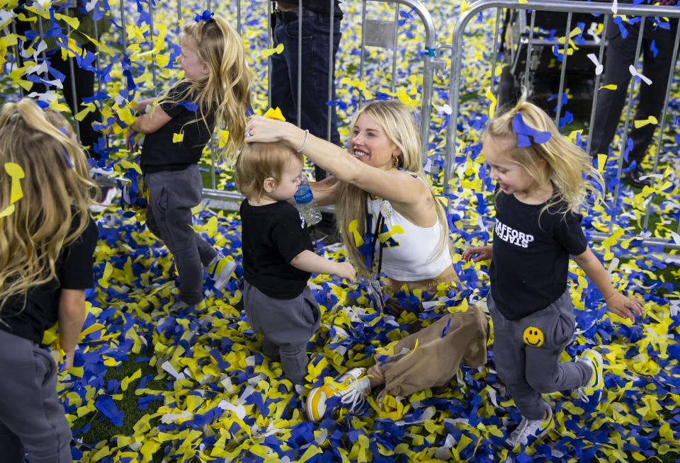 Kelly Stafford explained why she's not ready for her four daughters to get their ears pierced. (Photo: Mark J. Rebilas-USA TODAY Sports)