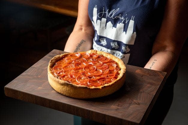 Owned and operated by Hillary Lake and her husband Bruce, the Chicago couple celebrate their hometown, upside-down, high-sided, deep-dish pizza by opening Hillary’s Chicago Style Pizza earlier this year.