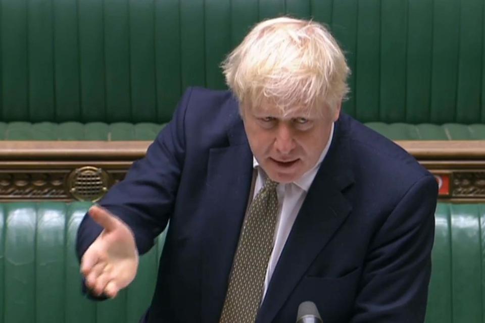 Mr Johnson speaking in the Commons (PRU/AFP via Getty Images)