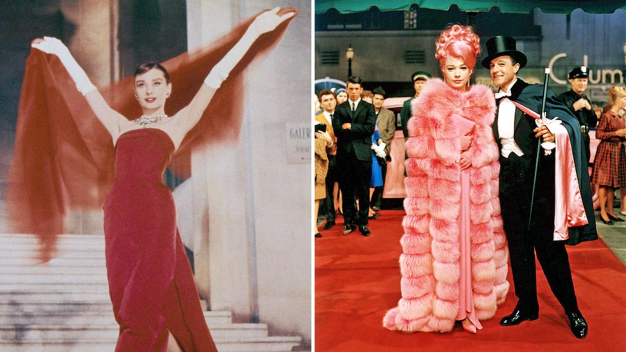  L-Audrey Hepburn in Funny Face, R-Shirley MacLaine from What a Way to Go!. 