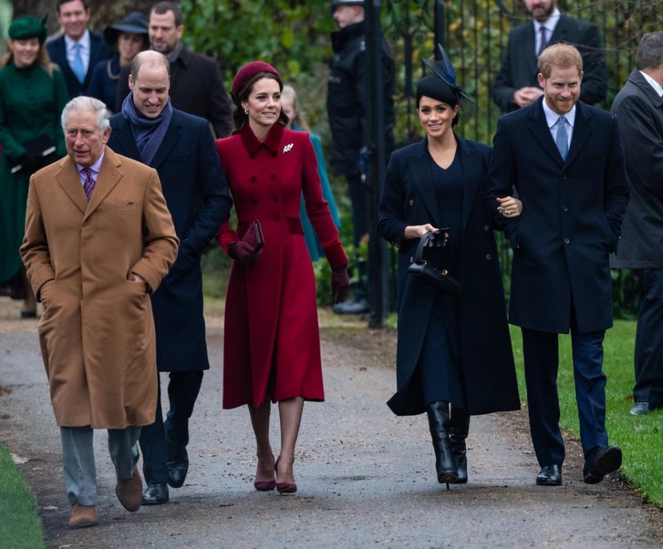 The Firm attends the Christmas Day service at St Mary Magdalene Church at Sandringham Estate in December 2018. John Rainford/WENN