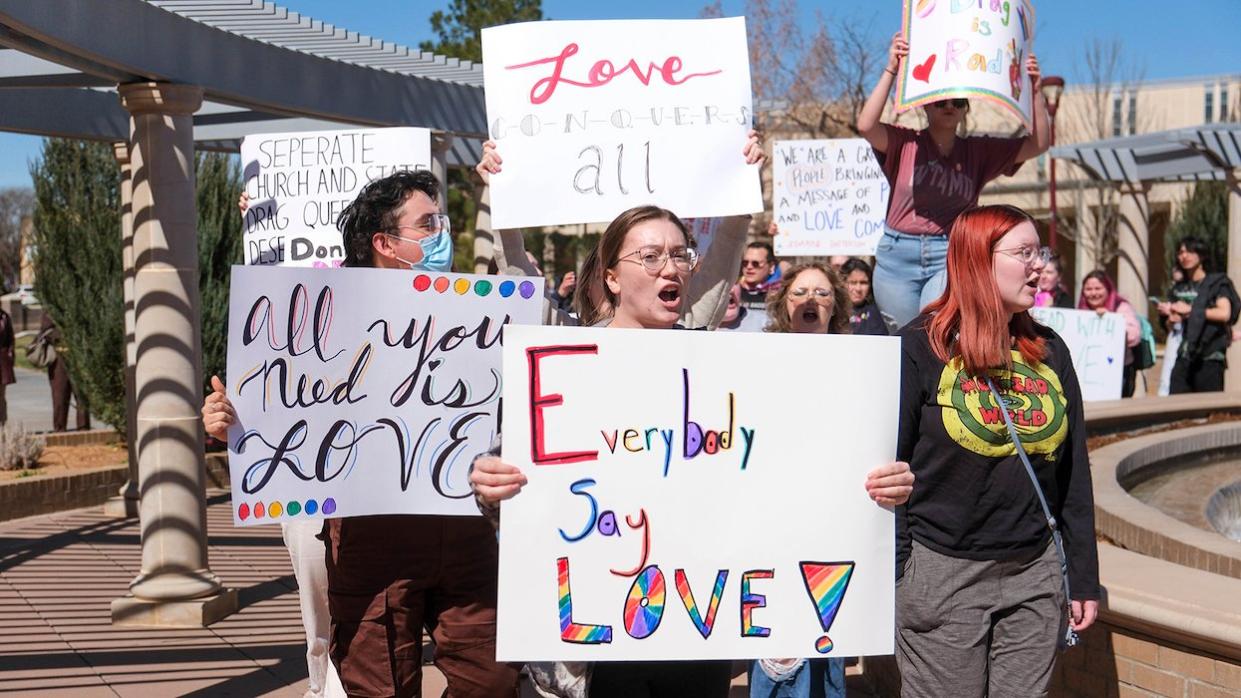 Students protesting the university