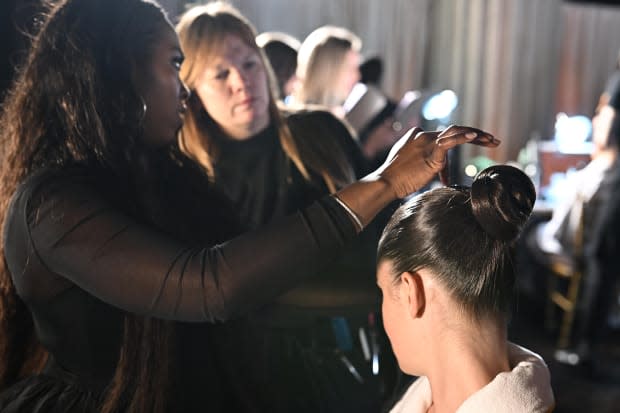 <em>Backstage at Christian Siriano Fall 2023.</em><p>Photo: Dave Kotinsky, Getty Images for TreSemmé</p>