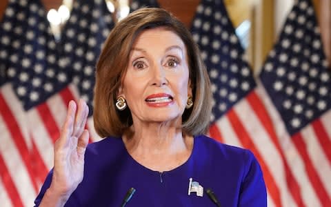 Nancy Pelosi, the Democratic House Speaker, announced she would bring forward impeachment proceedings over the Ukrainian scandal on Wednesday - Credit: MANDEL NGAN / AFP