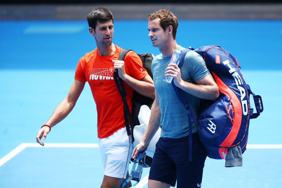 Novak Djokovic、 Andy Murray（圖右）。(Photo by Michael Dodge/Getty Images)