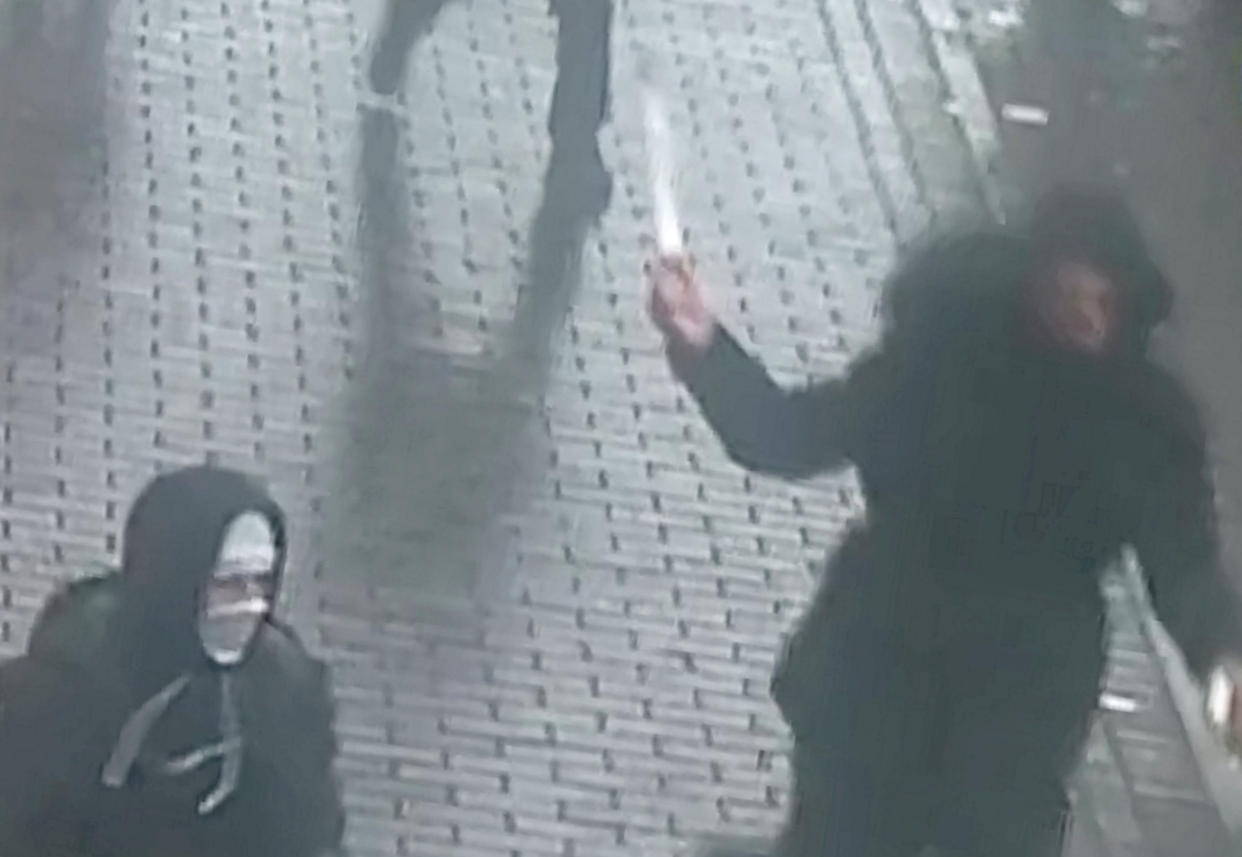 Shocking CCTV shows the moment a teenage schoolboy was brutally stabbed (Picture: SWNS)