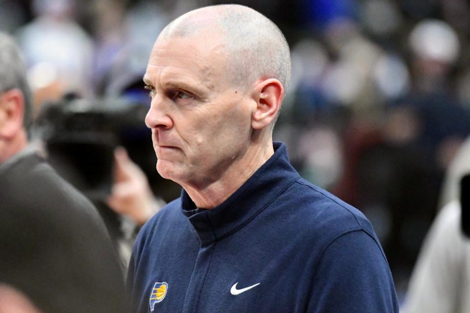 Pacers coach Rick Carlisle, who coached the Mavericks to their lone NBA title in 2011, walks off the court after Indiana was defeated 132-105 in his return to American Airlines Center in Dallas on Jan. 29, 2022.