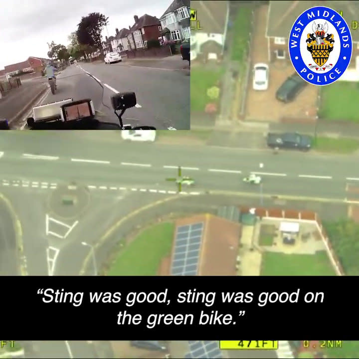 The dramatic footage shows police chasing a motorcyclist as he sped illegally through residential streets at 80mph (Picture: SWNS)