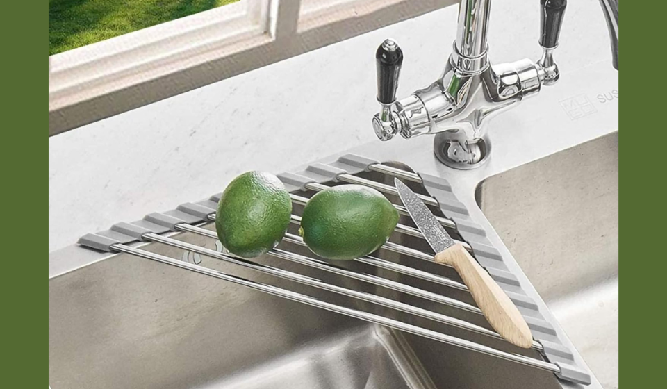 drying rack holding limes and a knife