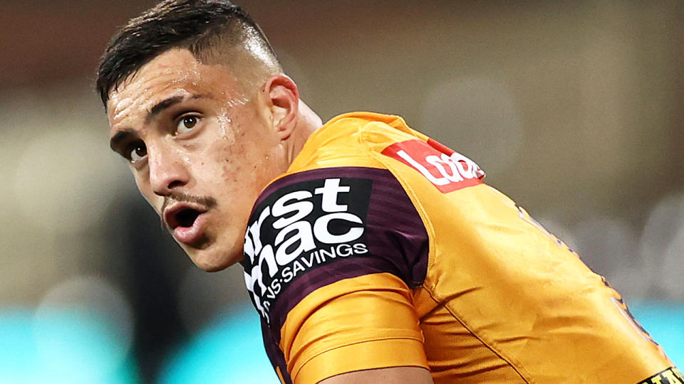 Brisbane Broncos centre Kotoni Staggs' off-field behaviour has become a concern for league boss Andrew Abdo. (Photo by Cameron Spencer/Getty Images)