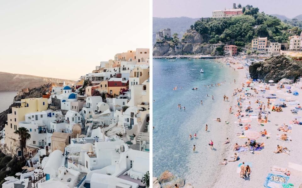 Santorini (left) and Cinque Terre (right)