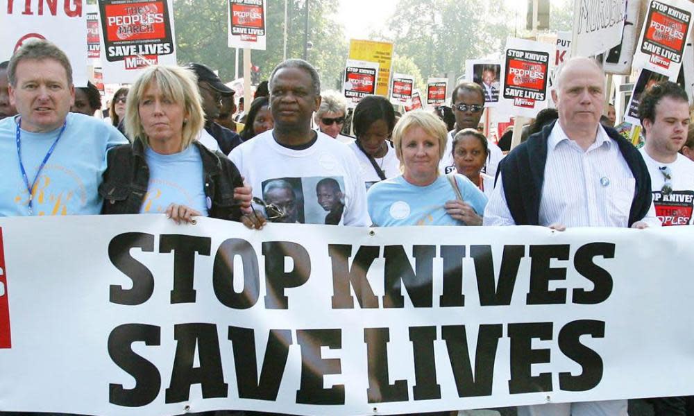 A march against knife crime in London in 2008 - the same year that Jo Phillips was stabbed.