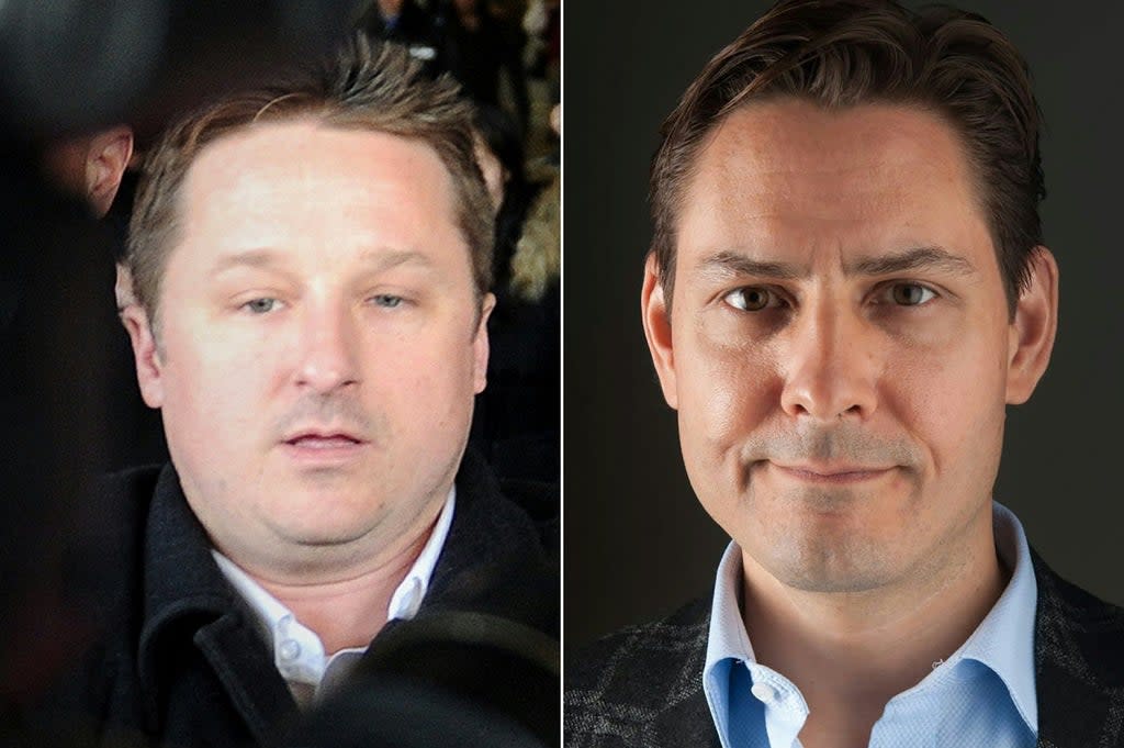 Michael Spavor (left) and Michael Kovrig (right) were detained on spying charges  (CRISIGROUP/AFP via Getty Images)