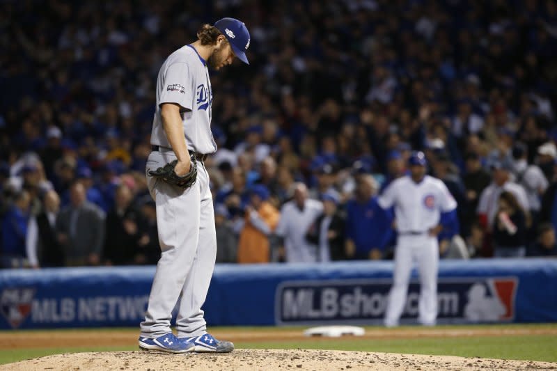 道奇隊王牌投手柯蕭（Clayton Kershaw）22日被小熊隊打爆（AP）