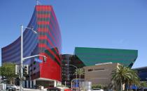 <p>The futuristic Westworld building is actually the Pacific Design Center right in Los Angeles. Thanks to some tricky camera work, the building appears like its smack in the middle of a western dystopia. It was built in 1975 and now serves as a multi-functional space for Wolfgang Puck restaurants, international showrooms and a branch of the Museum of Contemporary Art.</p>