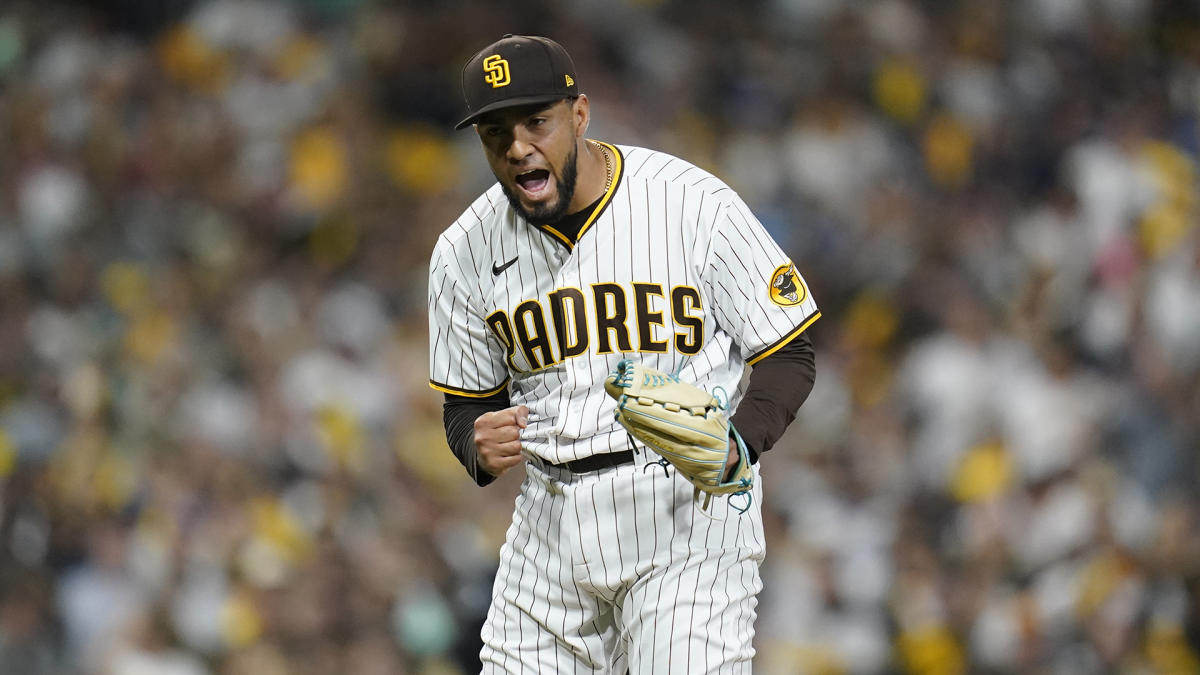 Robert Suarez of the San Diego Padres pitches in the eighth inning News  Photo - Getty Images