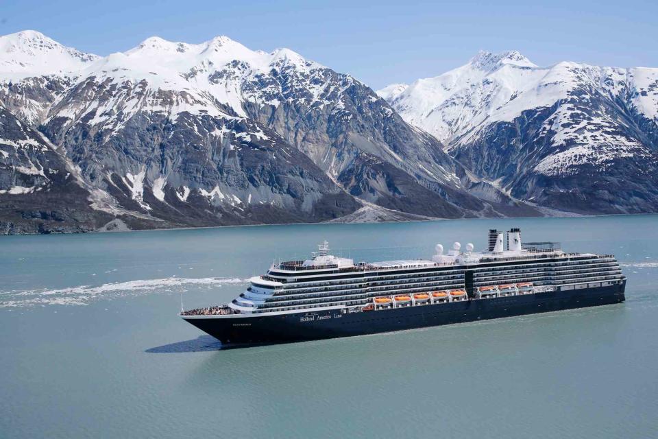 <p>Courtesy of Holland America Line</p> The Holland America Line Westerdam in Alaska’s Glacier Bay National Park & Preserve.