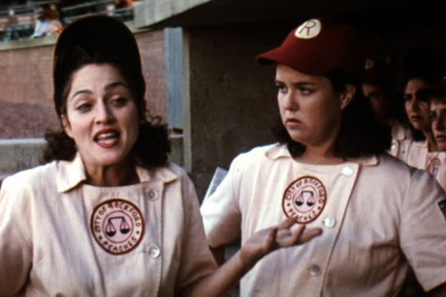 <p>Columbia Pictures/ Courtesy: Everett Collection</p> Madonna and Rosie O'Donnell in 1992's 'A League of Their Own'