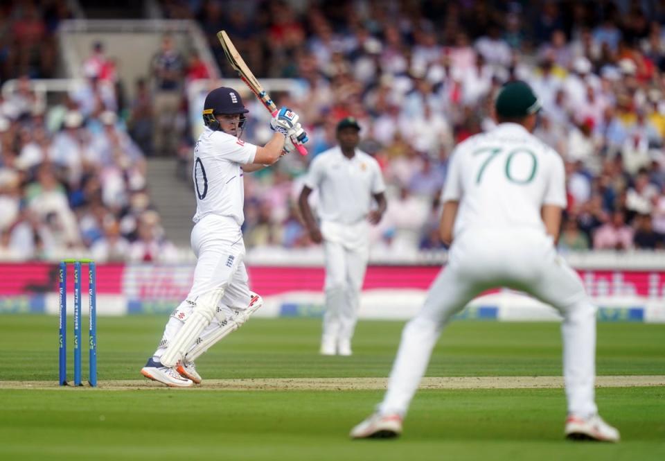 England’s Ollie Pope bats during day one of the first Test against South Africa at Lord’s (Adam Davy/PA) (PA Wire)