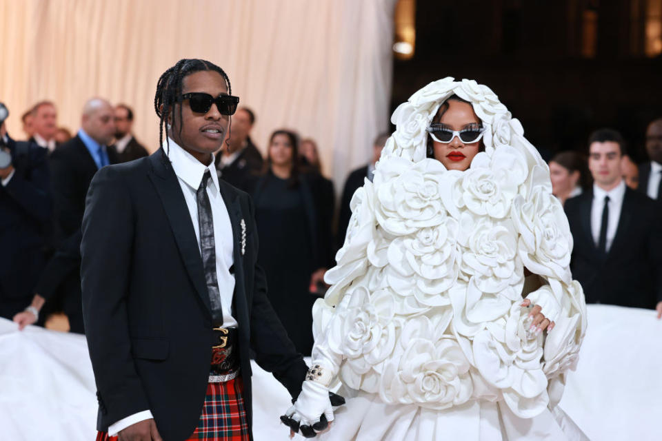 A closeup on A$AP Rocky and Rihanna