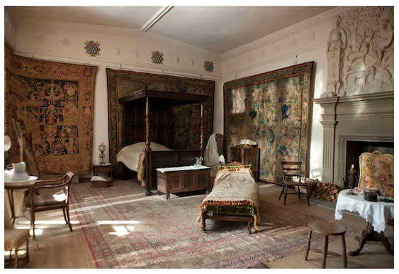 Tapestries provide a rich visual look to these walls, and also would have provided insulation for…