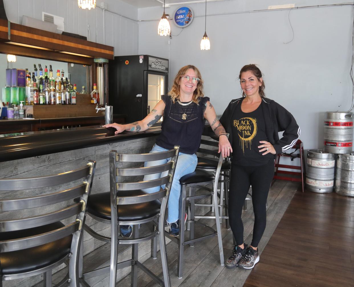 Manager Rachel Jernigan, left, and new owner Laura Grguric stand inside the former Silver Swan on Front Street that will be reopened as Ryes and Shine this sumer in Cuyahoga Falls.