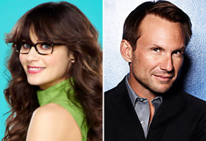 Zooey Deschanel, New Girl and Christian Slater, Breaking In   | Photo Credits: Autumn Dewilde/Fox; David Johnson/Fox